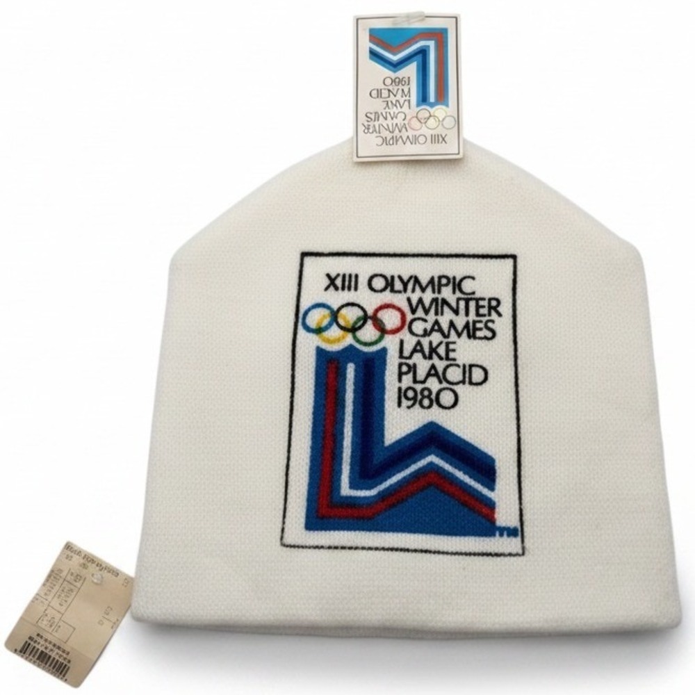 1980 Lake Placid Winter Olympics‎ Beanie Hat Roasty Toasty White NWT Vintage